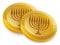 Couple of golden Hanukkah gelt with hanukkiah silhouettes, Vector illustration