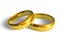 Couple golden wedding rings abstract luxury light circles spotlight light effect on white