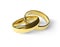 Couple golden wedding rings abstract luxury light circles spotlight light effect on white