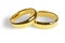 Couple golden wedding rings abstract luxury light circles spotlight light effect on white