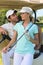 Couple in golf buggy