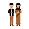 Couple Greeting Moslem People Cartoon Illustration Graphic Design