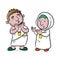 Couple hajj cartoon vector, happy eid aladha