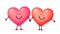 Couple of happy hearts smiling and holding hands, vector Valentines day greeting card elements