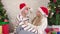 Couple happy sweet together with Christmas hat