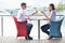 Couple having lanch at beautiful restaurant