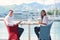 Couple having lunch at beautiful restaurant