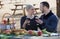 Couple having picnic at countryside