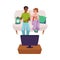 Couple having a snack at home during watching TV, flat vector isolated.