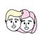 Couple head together with hairstyle design