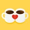 A couple heart cup of coffee Valentine`s day concept flat design