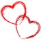Couple hearts two 2 love red wedding outline shape vector heart draw grunge sketched brush shape doodle sketch stroke double line