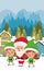 Couple helpers with santa claus in snowscape