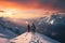 couple of hikers walking through the snow