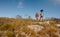 Couple hiking in countryside