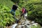 Couple hiking in mountains