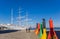 Couple holding hands in front of the historic tall ship in Stralsund