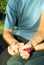 Couple holding a Red Flower - Close up -