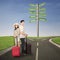 Couple honeymoon travel with luggages
