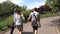 A couple hugging and walking at New York\'s Central park. Stabilized camera