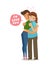 Couple hugs each other. Love, romance concept. Cartoon vector illustration