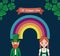 Couple irish with rainbow of st patrick day