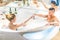 Couple in jacuzzi pool
