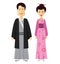 Couple Japanese people with traditional costume of Japan isolated vector illustration