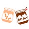 Couple of jars with peanut butter and chocolate cream in flat style. Cupping glass of chocolate nuts cream. Vector art illustratio