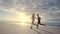 Couple jogging together on the beach