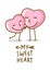 Couple of kawaii pink kissing hearts isolated on white background. Vector characters for Valentines day cute design