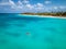 Couple Kayaking in the Ocean on Vacation Aruba Caribbean sea, man and woman mid age kayak in ocean blue clrea water
