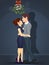 Couple kisses under the mistletoe