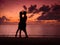 Couple Kissing on a Beach at Sunset