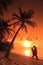 Couple kissing at beach on sunset, Maldives