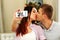 Couple kissing and making selfie photo on smarphone