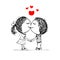 Couple kissing, valentine sketch for your design