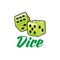 A couple of lime green dice rolling in format illustration