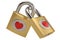 A couple of locked hearts isolated on white background 3D illustration