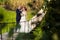 Couple on the long suspension bridge