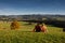 Couple looking at beautiful autumn landscape from Bavaria Germany