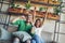 Couple looking excited and happy after their favorite football team scored