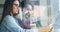 Couple looking at menu card in cafeteria 4k