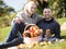 Couple lounging at picnic outdoors