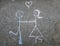 Couple in love chalk drawing