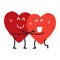 Couple in love concept two cute hearts hugging, vector