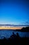 Couple in love contemplate the Sunset in the Albufera of Valencia