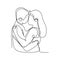 Couple in love continuous line drawing vector with lovers kissing concept