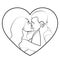 Couple in love contour, silhouette, linear black and white outline vector drawing, coloring, sketch, feeling, lovers man and woman