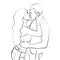 Couple in love contour, silhouette, linear black and white outline vector drawing, coloring, sketch, picture of passion and feelin